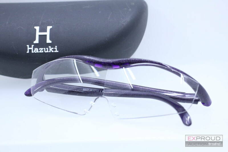 良品★R10 Hazuki ハズキルーペ ハズキラージ 拡大鏡 メガネ 1.6倍 紫 耐荷重80kg 衝撃に強い メガネ 大きなレンズ ケース付き