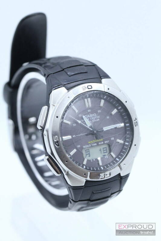 中古品★R21 CASIO カシオ wave ceptor ウェーブセプター 腕時計 WVA-470 メンズ バックライト 10気圧防水 ケース径約4cm 動作確認済み
