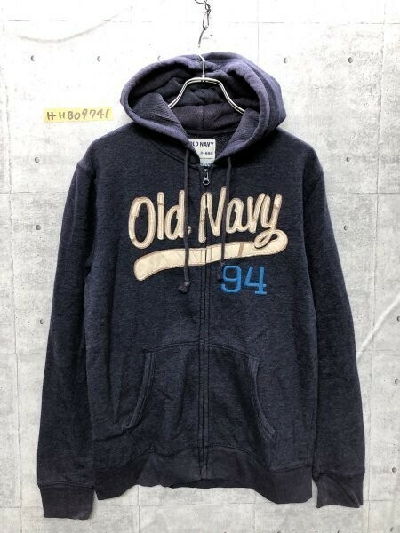 OLD NAVY オールドネイビー メンズ 裏起毛 ビッグロゴ スウェット ジップパーカー M ネイビー