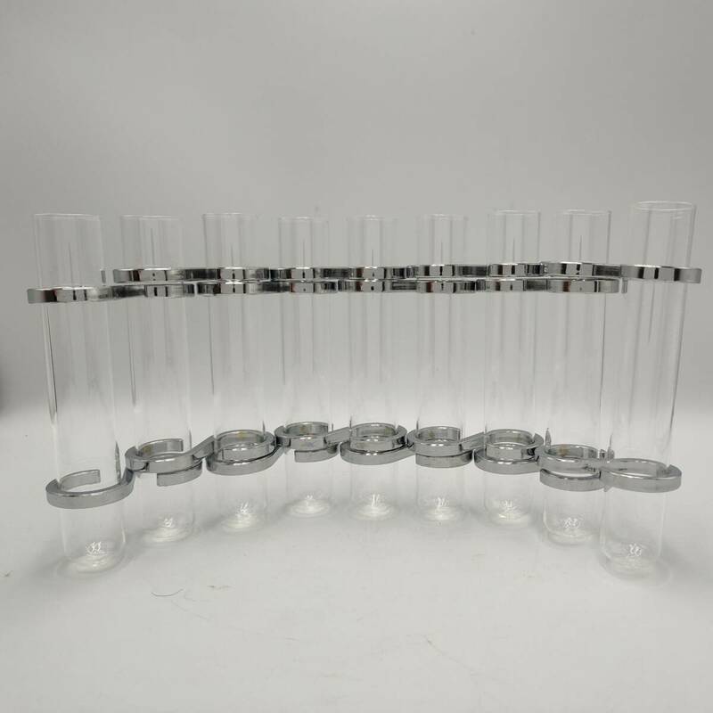 E03046 リンクチューブベース シルバー 試験管型 9本 ダルトン 花に合わせて形を楽しむフラワーベース ガラス 花瓶 DULTON