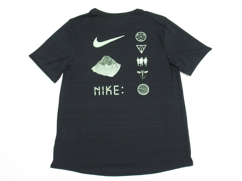 NIKE DRI-FIT ランニング Tシャツ 黒 グリーン M ナイキ ランニングウェア Tシャツ 半袖 メンズ マイラー ドライフィット DZ4659-010