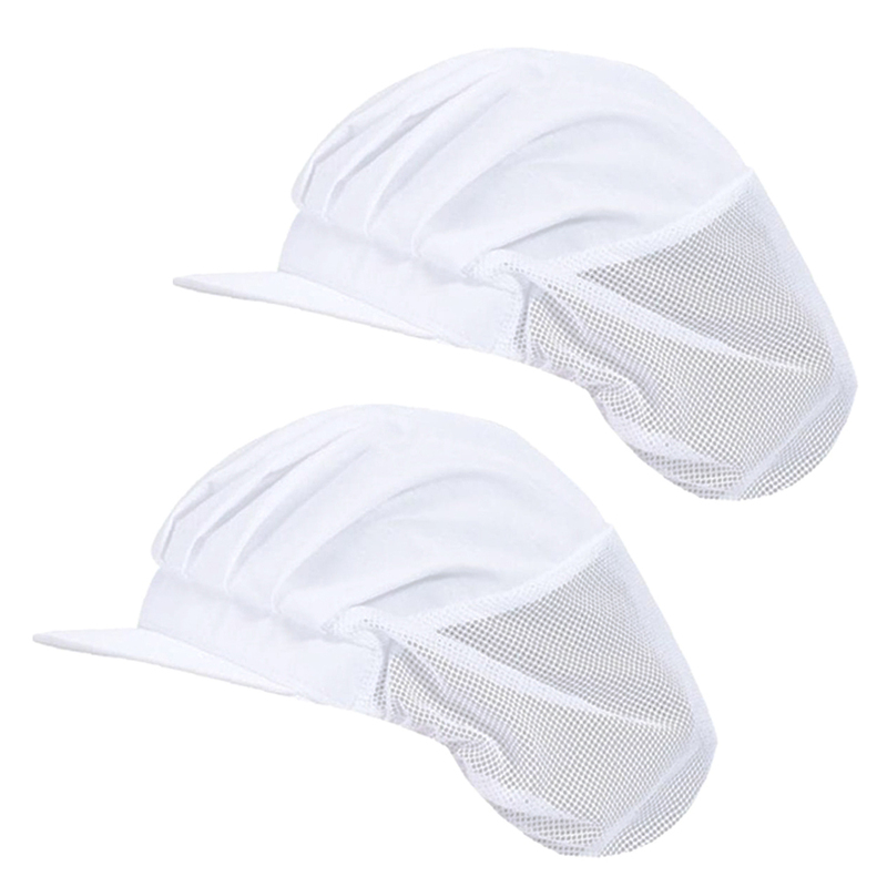 衛生帽 メッシュ つば付き 衛生キャップ 調理用帽子 作業帽子 通気性 洗濯可能 フリーサイズ 男女兼用 2個セット ホワイト GWWHSTCAP02S