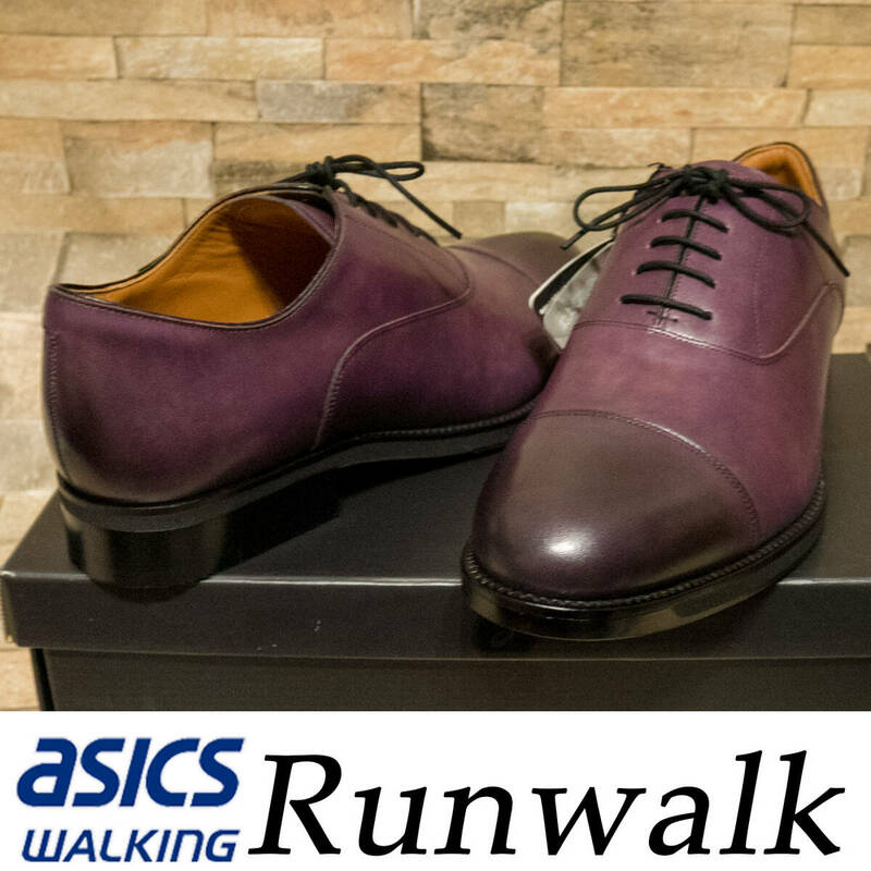 RU11 25.5EEE 新品/送料込　アシックス RUNWALK ランウォーク　ビジネスシューズ　走れる革靴　ストレートチップ パープル系　Asics