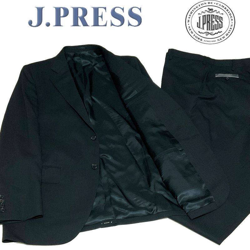 JP426B5 新品 日本製 オンワード樫山 J.PRESS Jプレス 秋冬春 コードストライプ柄スーツ ウール混 ノータック ブラック B5 　サンプル品