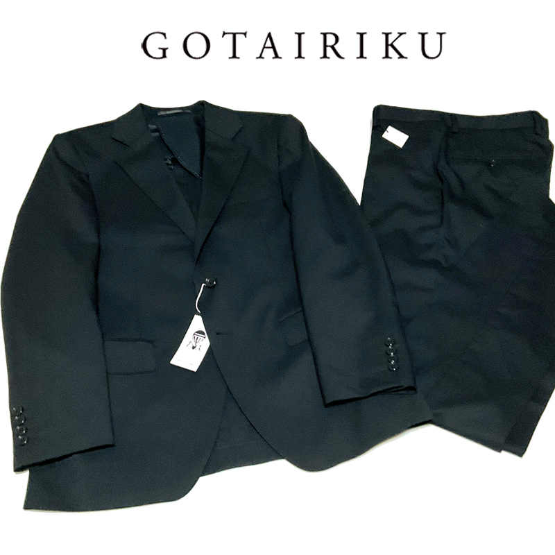 GO425A6 新品！定価6万　春夏　五大陸　gotairiku COURDURA combat wool ソリッドスーツ　背抜き仕立て　ノータック　ブラック　38　A6　