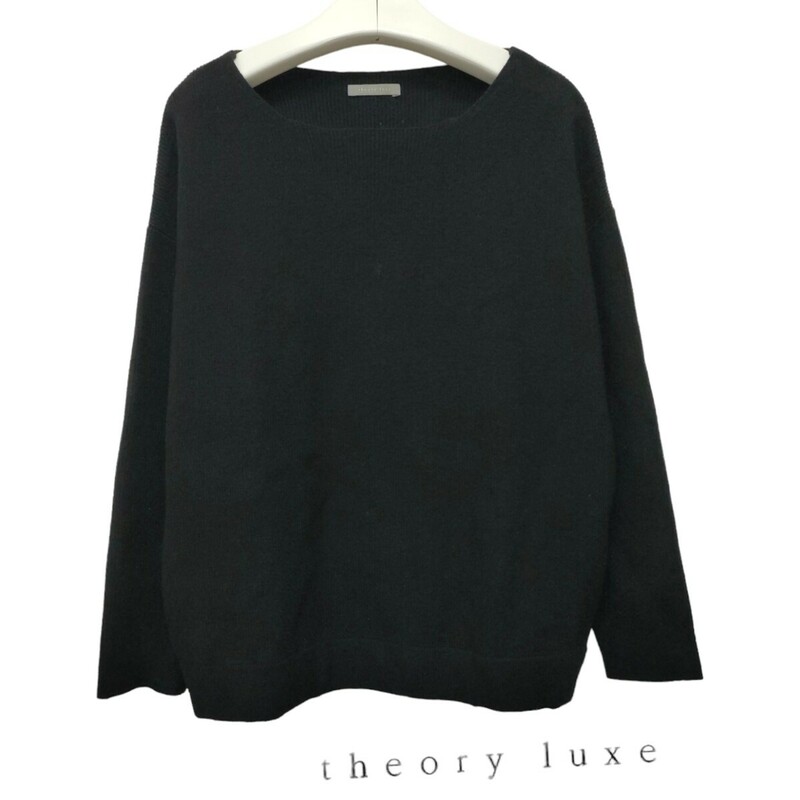 theory luxe / セオリーリュクス レディース ウール混 ボートネック ニットセーター 薄手 春秋ニット 38サイズ ブラック I-3684