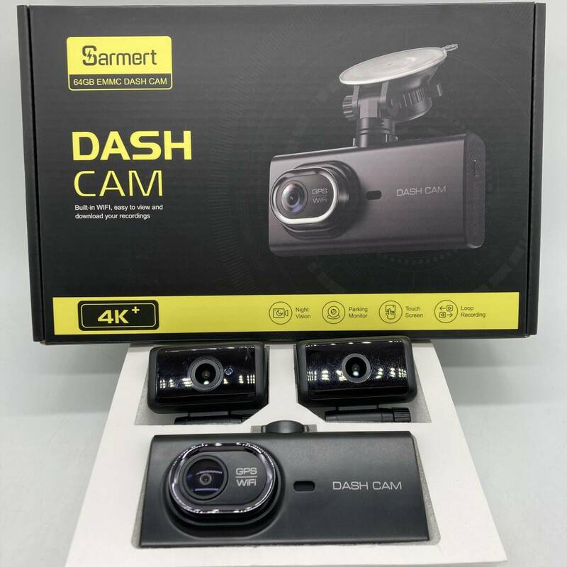 【未検品】SARMERT DC4213 ドライブレコーダー 3カメラ 4K録画 3.99インチIPS液晶画面 /Y16534-A1