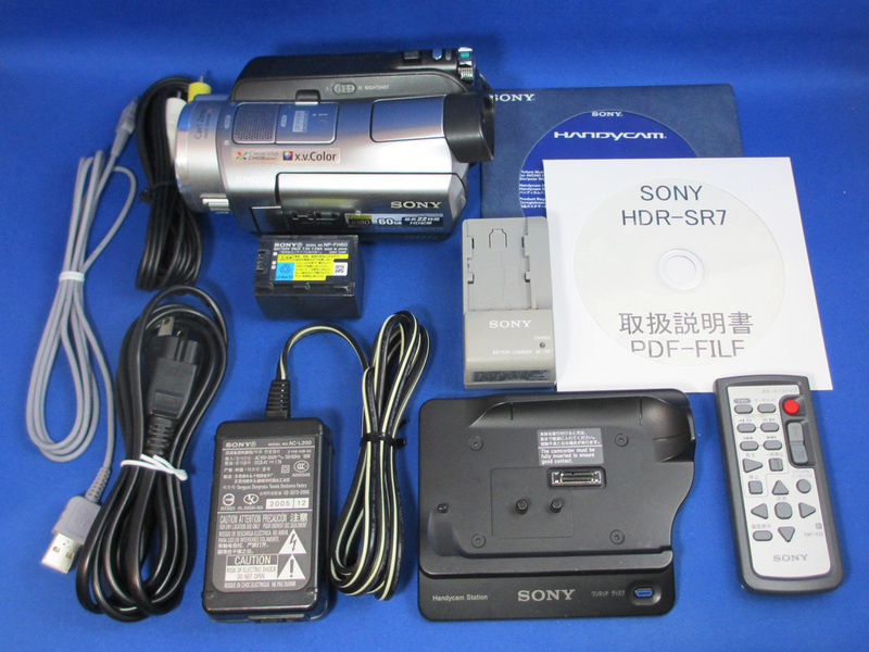 安心10日保証 SONY HDR-SR7 貴重な日本製ハイビジョンハンディカム 完動美品 フルセット HDD60GB バリオゾナーT＊レンズ ナイトショット