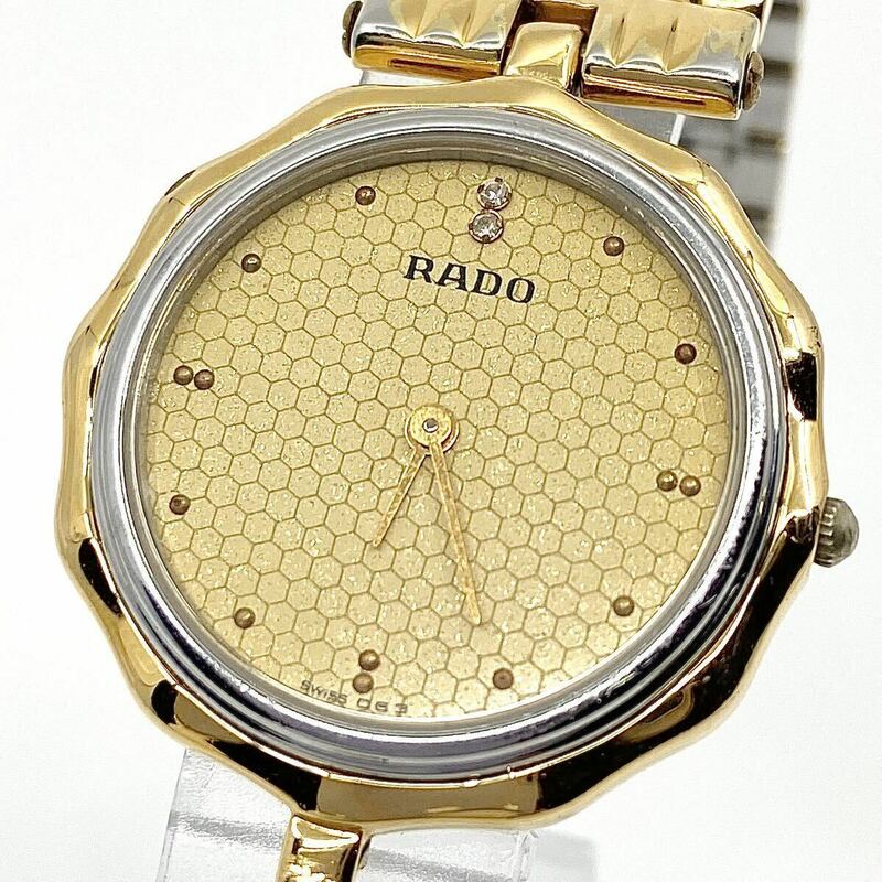 RADO 腕時計 サファイアクリスタル ストーン ラウンド ドットインデックス 2針 クォーツ quartz Swiss ゴールド 金 ラドー Y660