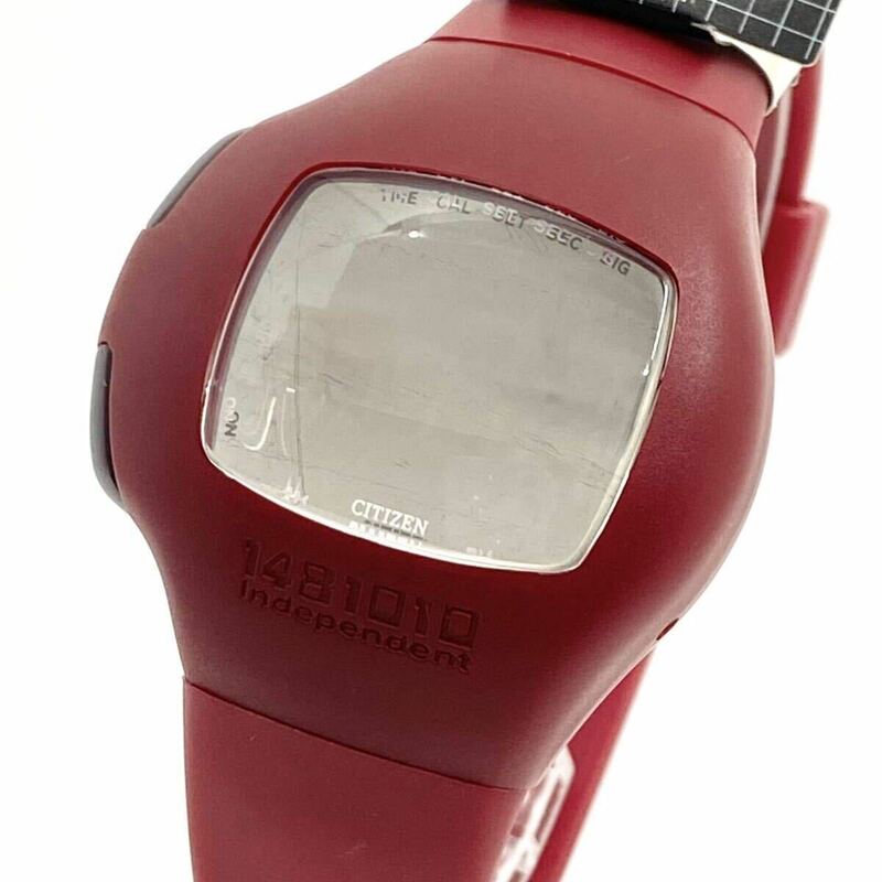 希少 箱付き CITIZEN independent 1481010 腕時計 デジタル D400-L18323 LED クォーツ quartz レッド 赤 シチズン インディペンデント Y675