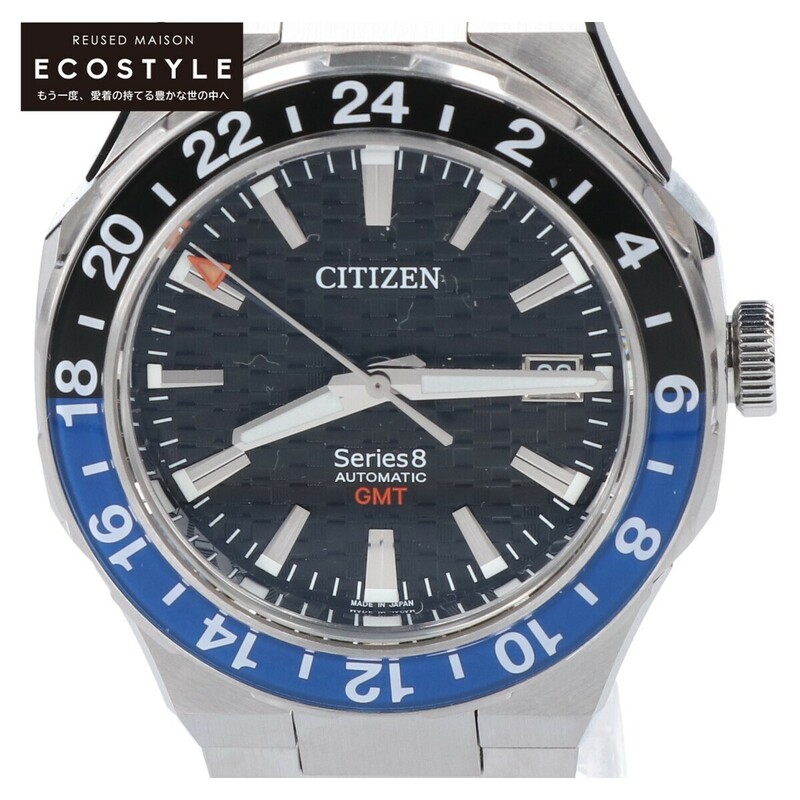 新品未使用/ CITIZEN シチズン NB6031-56E シリーズ8 880メカニカル GMT機能搭載 シースルーバック 腕時計 シルバー メンズ