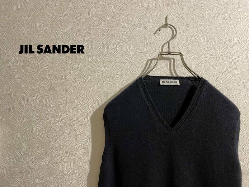 ◯ イタリア製 JIL SANDER カシミア ニット ベスト / ジルサンダー セーター Vネック ブラック 黒 38 Ladies #Sirchive