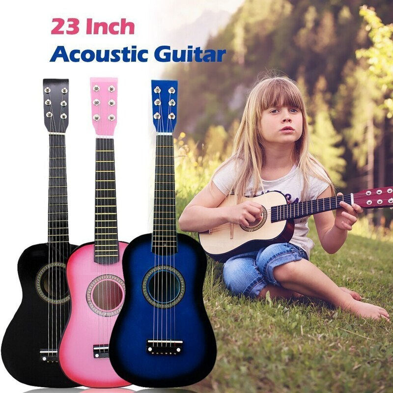 Ac-44 New-23 インチバスウッドアコースティックギター 6 弦小ミニギターギターピック弦子供キッズギフト初心者