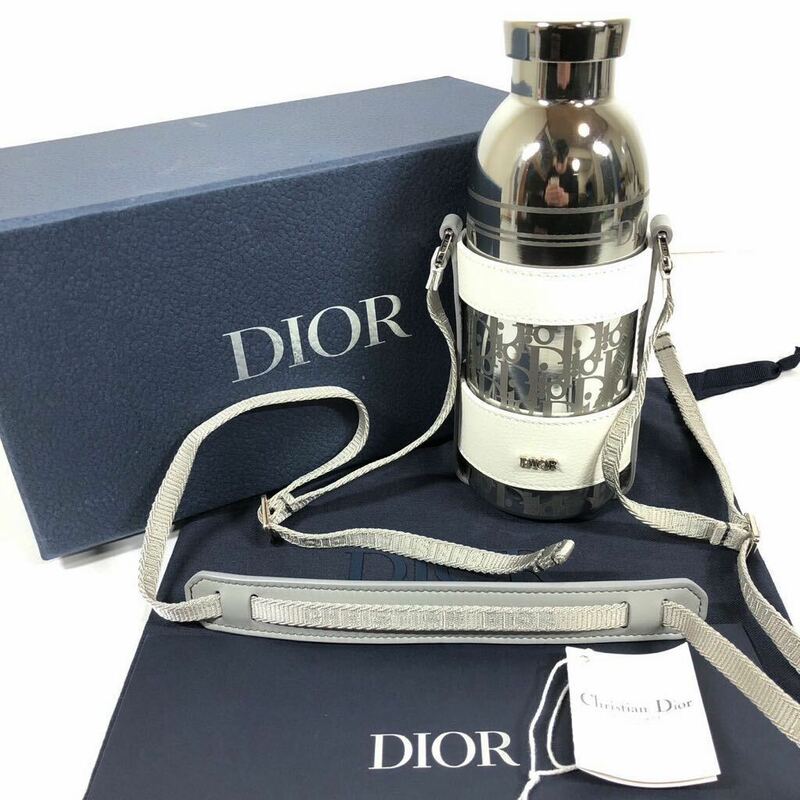 未使用品【ディオール】基準内 Dior ストラップボトル トロッター柄 オブリーク ウォーターボトル 水筒 タンブラー ステンレス 保存袋 箱有