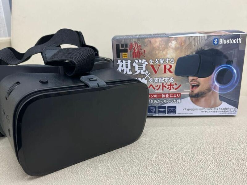 ワイヤレスヘッドホン一体型VRゴーグル　スマホ用品　VRヘッドセット ブラック 3D