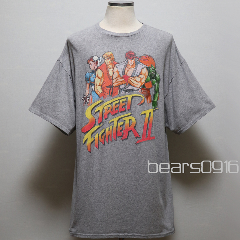 アメリカ購入 希少 USED品 Street Fighter II ストリートファイターII グラフィックプリント Ｔシャツ 杢グレー 2XL