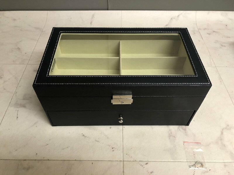 YI010191　ジュエリーケース アクセサリーボックス 保存箱 収納 鍵付き ブラック 直取り歓迎