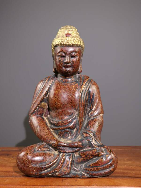 秘藏 清 楠木 犀皮漆器 釈迦牟尼仏 仏像 古美術 古美味 GP0324