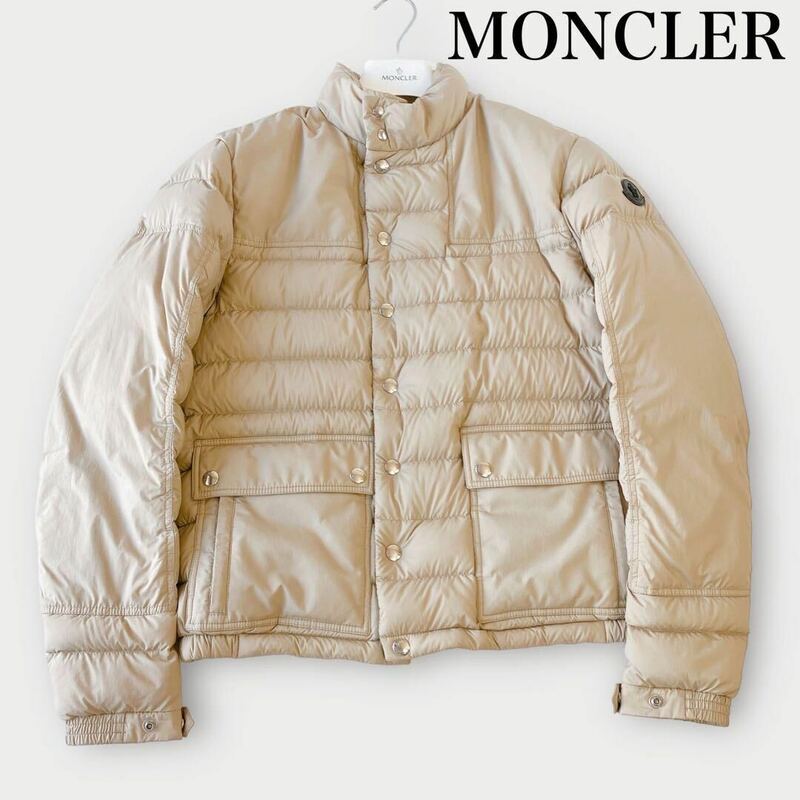 21SS MONCLER モンクレール BOUTMY LONGUE SAISON レザーワッペン付き ダウンジャケット 1ベージュ 正規品　M S