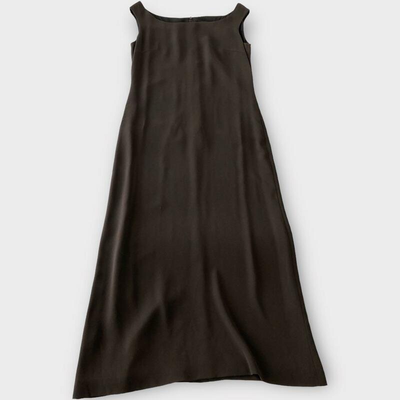 美品　Max Mara マックスマーラ /レーヨン　ダークブラウン　ロング　　　　 ワンピース　　ドレス　ノースリーブ　　42 大きいサイズXL