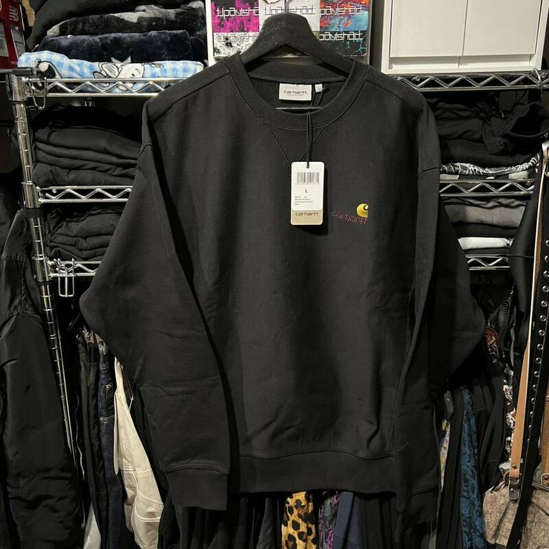 carhartt WIP アメリカンスクリプト クルーネック スウェット ブラック Lサイズ 裏起毛 カーハート I025475