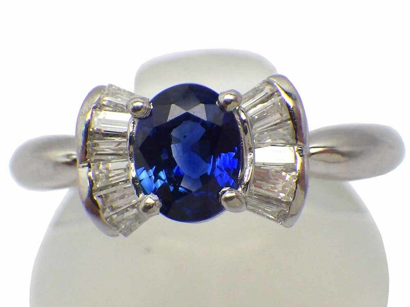 サファイア ダイヤモンドリング Pt090 3.3g 11.5号　Jewelry Sapphire0.65ct Dia0.24ct Ring