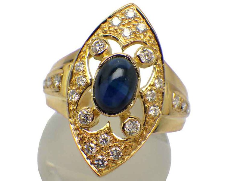 サファイア ダイヤモンドリング 750 6.1g 13号　Jewelry Sapphire1.20ct Dia0.24ct Ring