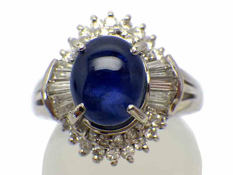 スターサファイア ダイヤモンドリング Pt900 8.1g 12号　Jewelry Star-Sapphire3.49ct Dia0.518ct Ring