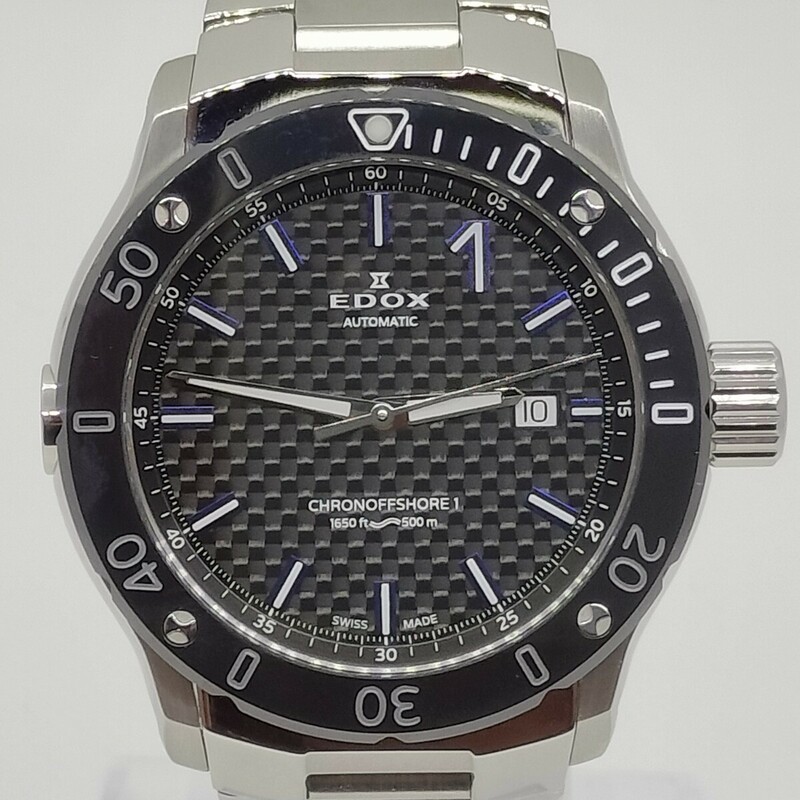 【良品】EDOXエドックス80099-33M-NIN3クロノオフショア1箱保替ベルト付きメンズ腕時計