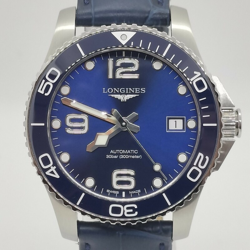 【美品】LONGINESロンジンL3.780.4.96.6ハイドロコンクエスト箱替ブレス( 余りコマなし)付きメンズ腕時計