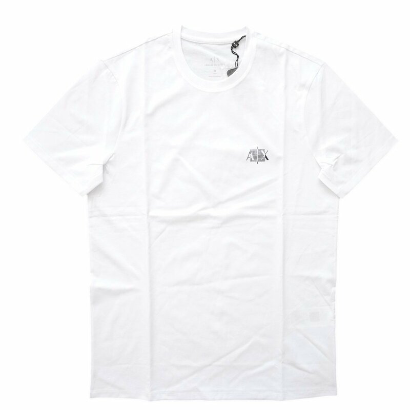 ◆新品◆アルマーニ◆差をつける メゾンの 白 ロゴT A|X ロゴ デザイン ARMANI EXCHANGE クルーネック 半袖 Tシャツ L◆エクスチェンジ