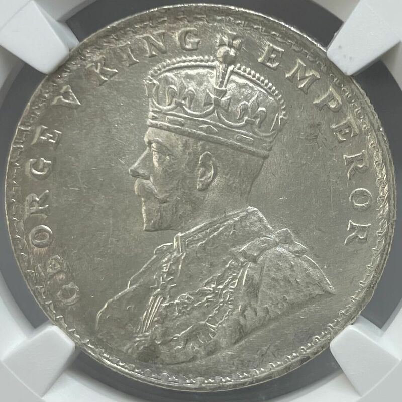 【希少117枚】1920年（Ｂ） イギリス領インド 1ルピー 銀貨 NGC MS63 ジョージ5世 アンティークコイン　モダン　投資　資産保全