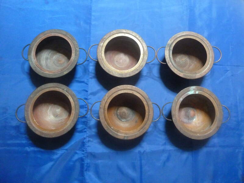 湯煎器　湯煎鍋　φ１８０㎜x80㎜　銅製　本体のみ（環状蓋無し）６個
