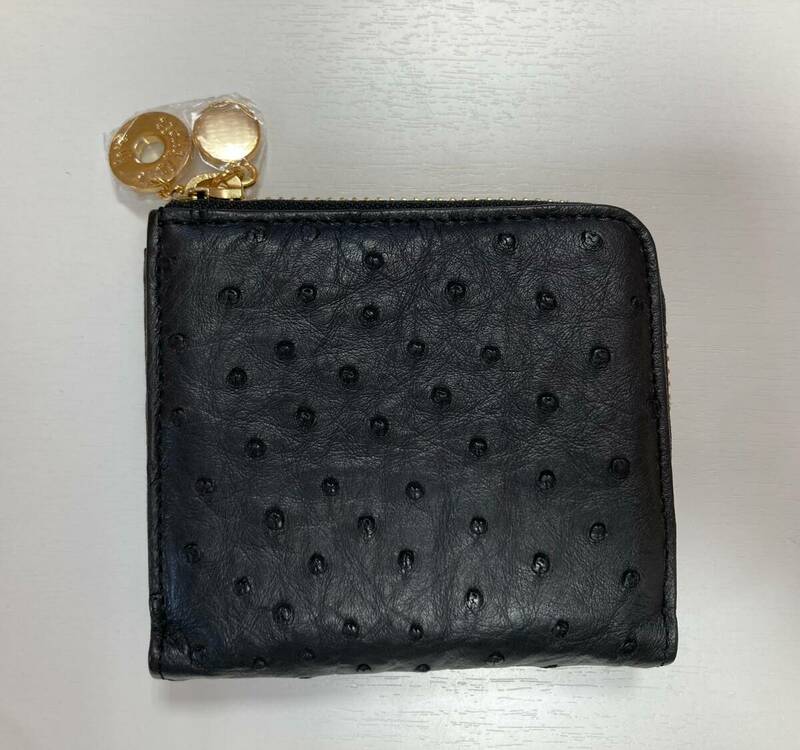 【4841】オーストリッチ　小銭入れ　コインケース　ブラック　革製品　小物