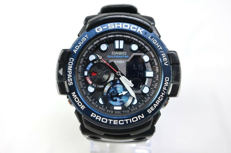 ☆同梱不可【S送900円】　844　CASIO　カシオ　G-SHOCK　ガルフマスター　GN-1000B　メンズ　クオーツ　動作品　箱付き