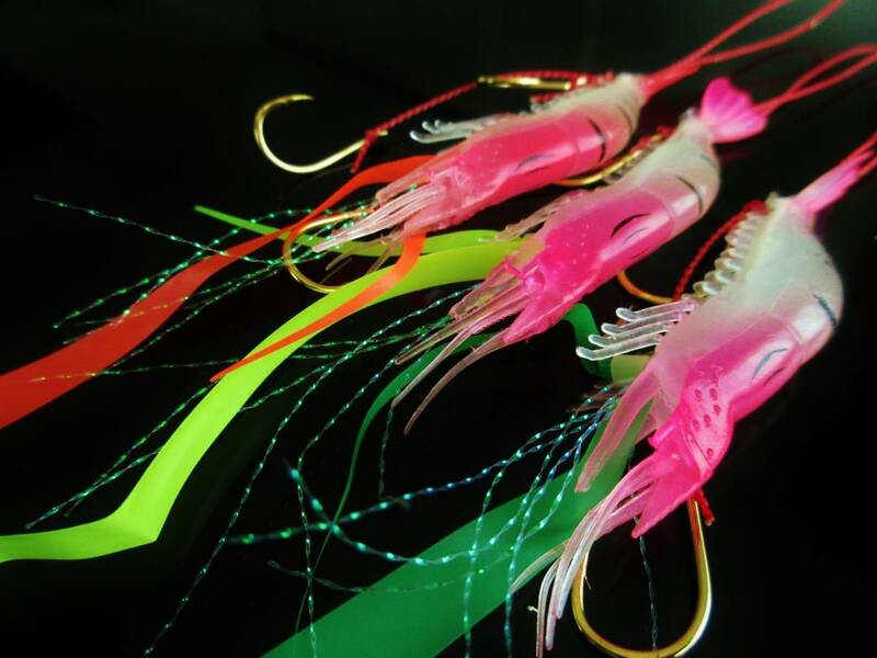 NEWカラー！《ピンク夜光　鯛ラバシュリンプ３個セット》 ケイムラネクタイも3色でいい仕事します タイラバ仕掛け真鯛 海老がまかつシマノ