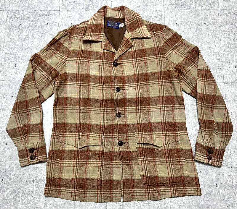 デッドストック 70s USA製 PENDLETON ウールジャケット チェック　　70年代 ペンドルトン クルミボタン ビンテージ アメリカ製 柳9251