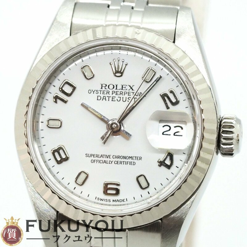 ROLEX/ロレックス DATEJUST デイトジャスト Ref.69174 L番 2.4.6.8.10アラビアホワイト文字盤 クラスプ「N」 SS×WG 自動巻き 腕時計