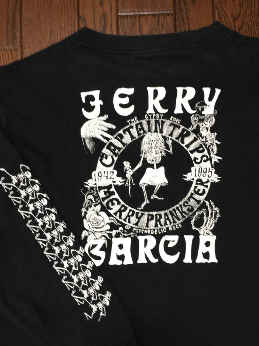 USA製 Jerry Garcia ジェリーガルシア 長袖 Tシャツ M 黒 ブラック グレイトフルデッド Grateful Dead アメリカ製 スカル ロック バンド