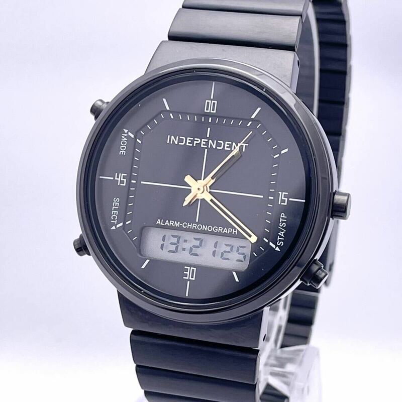 CITIZEN シチズン INDEPENDENT C201 腕時計 ウォッチ クォーツ quartz クロノグラフ デイデイト アナデジ 黒 ブラック P137