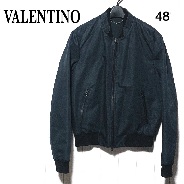 VALENTINO ヴァレンティノ ボンバージャケット 紺 48 ブルゾン イタリア製 コットン62% ナイロン38%