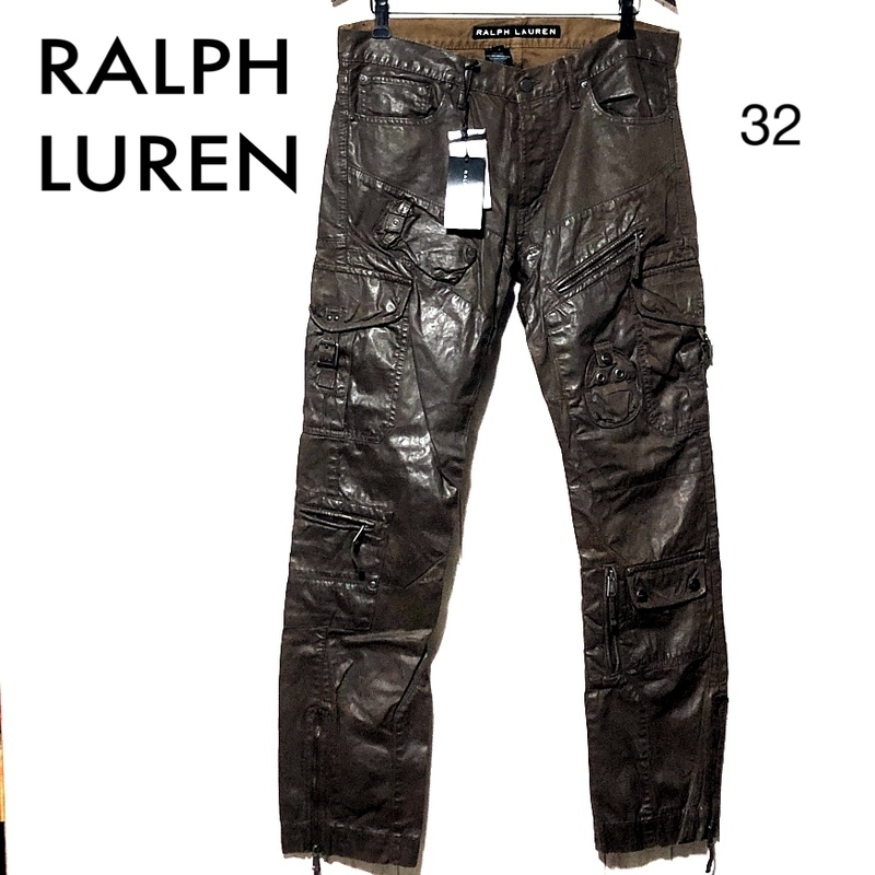 ラルフローレン ブラックレーベル Ralph Lauren Black Label コーティング カーゴ デニムパンツ 32 未使用
