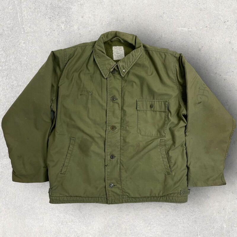 【46-48】80s U.S. NAVY 米軍実物 ヴィンテージ A-2 デッキジャケット JACKET, COLD WEATHER, PERMEABLE ビンテージ ミリタリー ジャケット