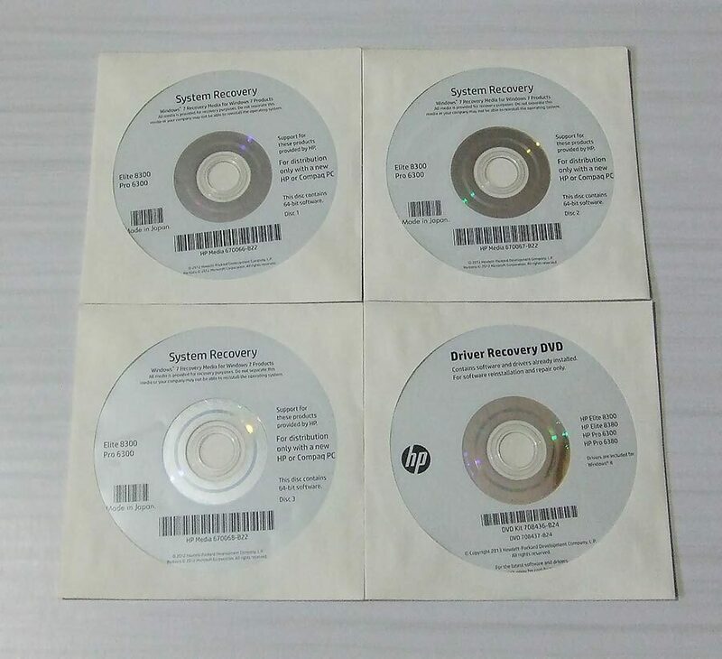 HP System Recovery Pro 6300 Elite 8300 Windows7 64bit Disc1-3+1