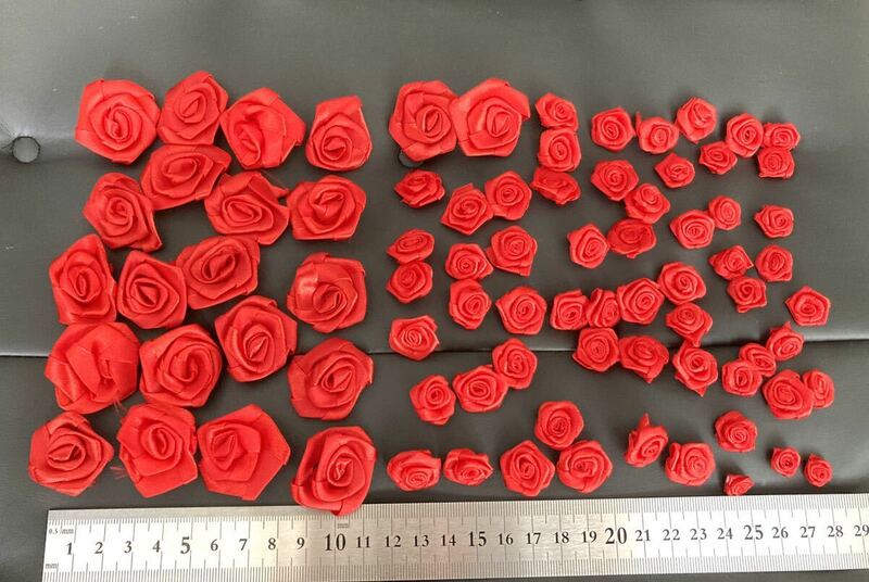 【即決/送料込み】(C)レッド/赤 薔薇飾り/バラ ハンドメイド パーツ 裁縫 手芸