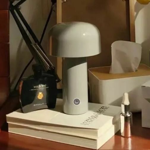 きのこ ランプ グレー ナイトランプ 充電式 USB ナイトライト 照明 間接照明 ベッドサイドテーブルランプ