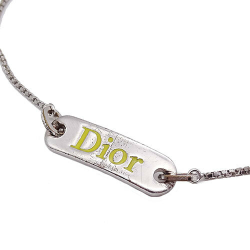 クリスチャンディオール Christian Dior ブレスレット レディース ブランド ロゴプレート シルバー イエロー かわいい