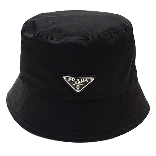 プラダ PRADA ハット レディース メンズ ブランド 帽子 ナイロン Re-Nylon バケットハット ブラック 1HC137 Mサイズ 三角プレート