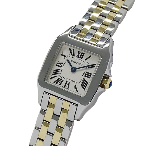 カルティエ Cartier 時計 レディース ブランド サントスドゥモワゼル SM クオーツ QZ ステンレス SS ゴールド YG W25066Z6 コンビ 磨き済み