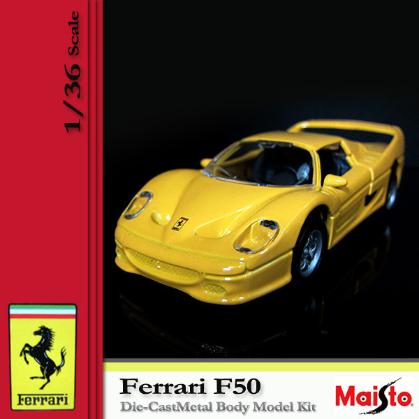 Maisto Ferrari F50 ミニカー 1/36 Die Cast Metal Body 黄 (2)